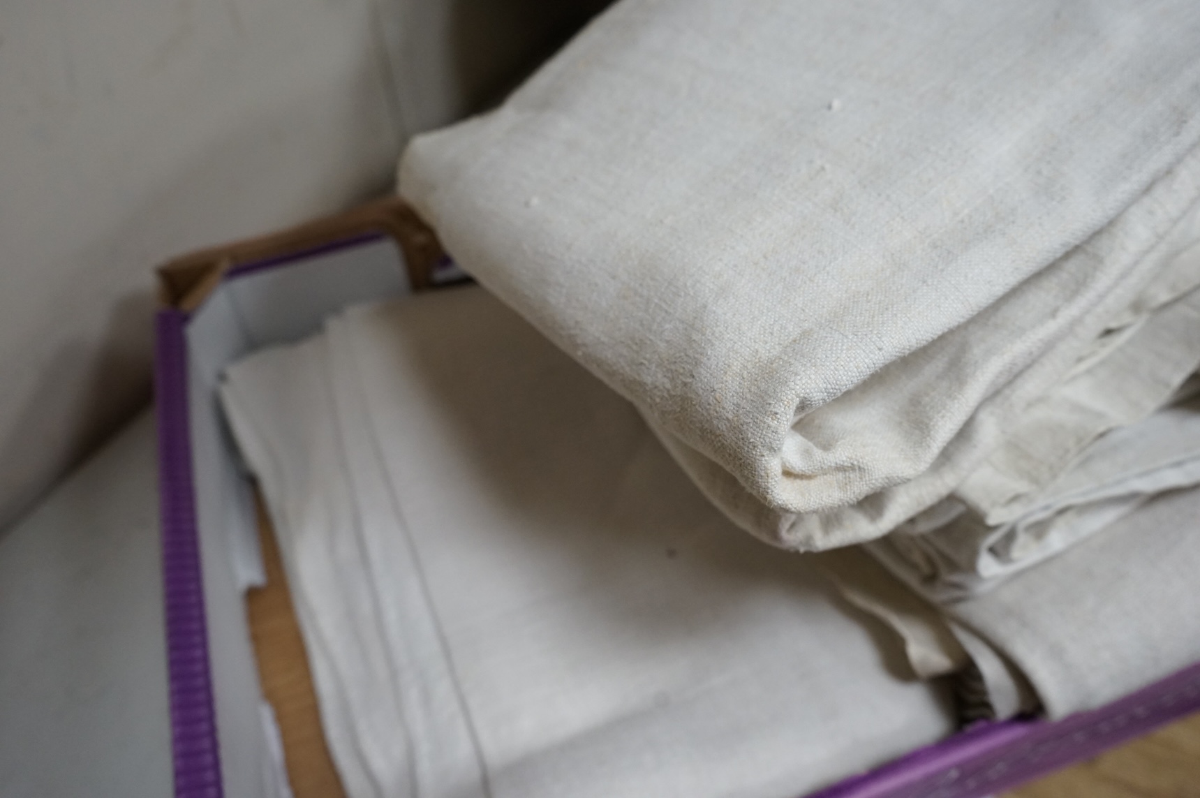 Six coarse French provincial linen sheets